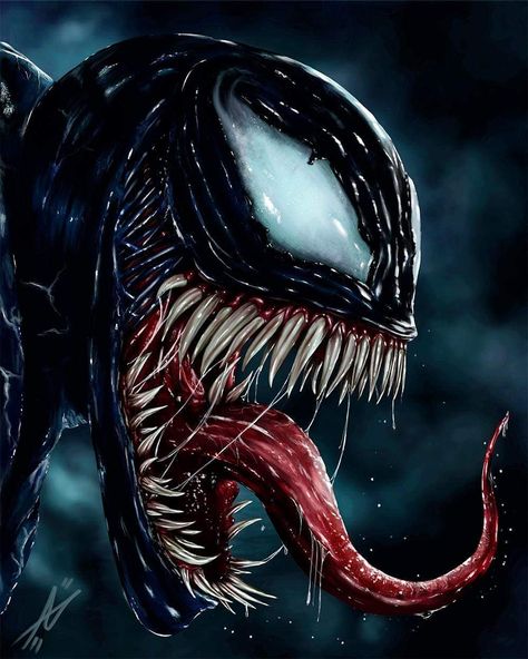 Venom fanart Venom Tongue, Venom Pictures, Venom Tattoo, We Are Venom, Venom Art, Karakter Marvel, Marvel Venom, Spider Tattoo, Harry Potter Fanfiction