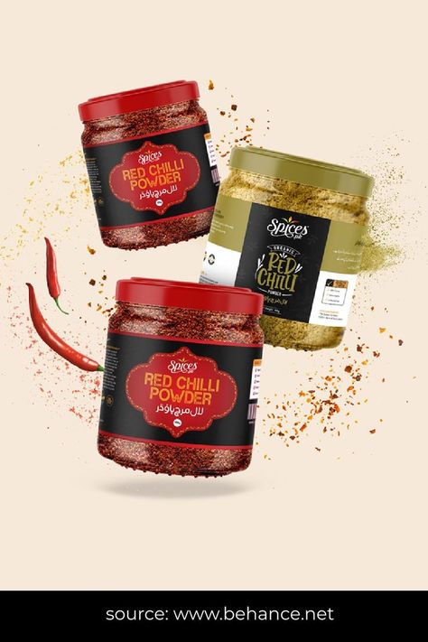 #spices #masala #spicepackagingdesign #masalalabeldesign #masalapackagingdesign source: https://www.behance.net/gallery/120681713/Spices-Packaging-Designs? Chili Label Design, Spice Poster Design, Sambal Packaging Design, Spices Packaging Design Creative, Spice Packaging Design Ideas, Spices Ads, Masala Packaging Design, Spices Design, Spices Packaging Design