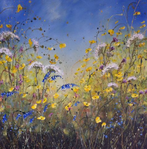 Bluebells and Buttercups Mischievous Spring, Watercolour Pictures, Flower Meadows, Meadow Art, Kitchen Painting, Acrylic Painting Flowers, Watercolor Pictures, Cut Flower Garden, Abstract Flower Painting