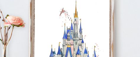 Disneyland Nursery, Disney Wall Art, Castle Painting, Disney Nursery, Sleeping Beauty Castle, Disney Wall, Disney Home Decor, Castle Wall, Disney Decor