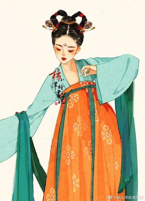 Hanfu Art, Art Folio, Chinese Traditional Costume, Art Chinois, Chinese Art Painting, Digital Art Beginner, Tang Dynasty, Fashion Illustration Dresses, Outline Drawings