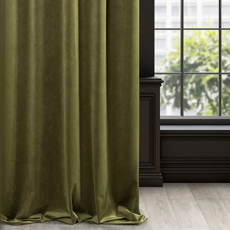 70gbp per pair 140 x 250cm not lined Eurofirany Soft Velvet Curtain Plain with 10 Metal Eyelets-1 Unit (140X250cm): Amazon.co.uk: 30gbp per curtain and not lined Green Curtains Bedroom Ideas, Green Curtains Living Room, Curtains Bedroom Ideas, Green Curtains Bedroom, Green Velvet Curtains, Olive Green Curtains, Dark Blue Curtains, Curtain Nursery, Glamourous Bedroom