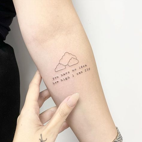 Michael Scott’s quote from “The Office” ‘you have no idea how high can I fly’ tattooed on the left forearm…  more → Back To The Future Tattoo, Maine Tattoo, State Tattoos, Forearm Tattoo Quotes, Bum Tattoo, Office Quote, Tattoo Quote, Flying Tattoo, Sketches Ideas