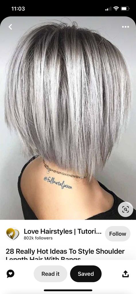 Platinum Blonde Chunky Highlights, Platinum With Dark Lowlights, Platinum Blonde Hair With Lowlights Bob, Chunky Ash Blonde Highlights On Dark Hair, Platinum Inverted Bob, Hair Styles, Hair, Beauty