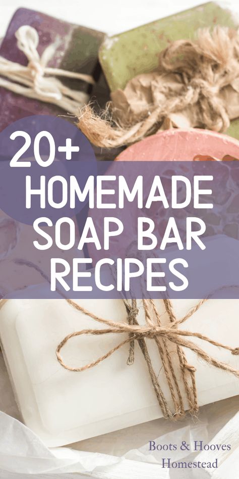 More than 20 recipes for homemade bar soaps. You can easily make these soaps for your home or to give as gifts. Recipes for cold & hot process, and melt & pour soaps. Make Your Own Soap, Natural Homemade Soap, Natural Soaps Recipes, Homemade Bar, Homemade Soap Bars, Diy Soap Recipe, Handmade Soap Recipes, Diy Cleaning Products Recipes, Bar Recipe