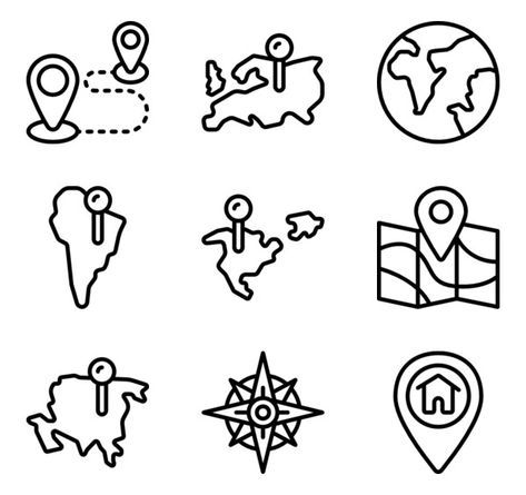 Travel Cute Drawing, Travelling Symbol, Traveling Symbols, Traveling Drawings, Geography Doodles, Symbol For Travel, Geography Icon, Travel Icon Design, Traveling Drawing