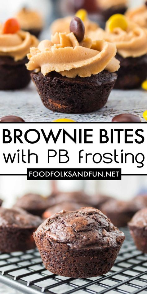 Brownie Bits Ideas, Thanksgiving Pot Luck Desserts, Brownie Bites With Peanut Butter, Easy Brownie Bites, Brownies Bites, Recipe With Peanut Butter, Food Gadgets, Mini Brownie Bites, Brownie Bites Recipe