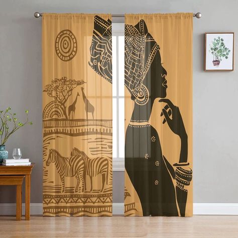 African Women Ethnic Giraffe Zebra Tulle Window Curtain for Living Room Modern Sheer Curtain for Bedroom Kitchen Drapes Custom African Print Curtains, African Curtains, Kitchen Drapes, Modern Sheer Curtains, Print Curtains, Sheer Window Curtains, Curtains For Living Room, African Decor, Bedroom Modern