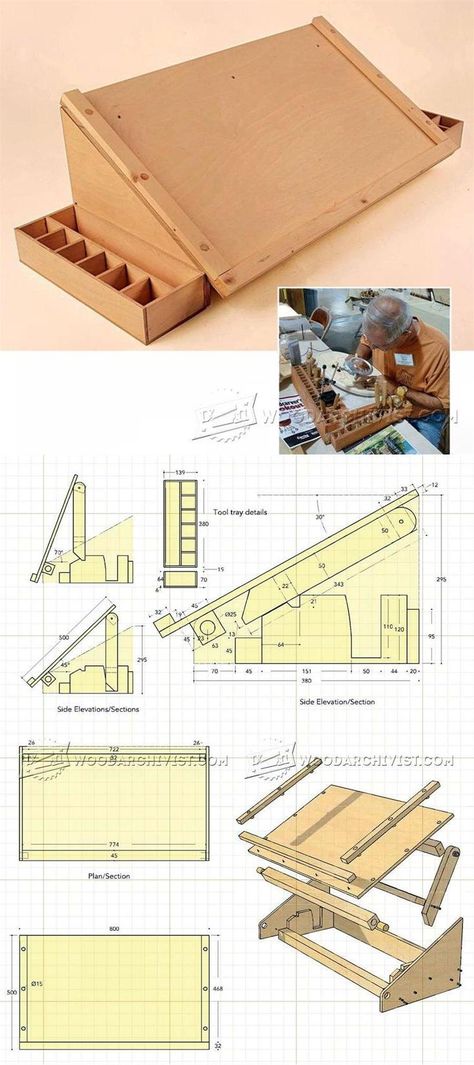 Carving Station Plans - Wood Carving Patterns and Techniques | WoodArchivist.com Cool Carpentry Projects, Cool Woodworking Projects Awesome Ideas, Wood Box Design, Carving Station, Woodworking Projects Unique, Woodworking Plans Pdf, Woodworking Shop Plans, Woodwork Projects, Woodworking Cabinets