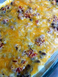 Easy Mexican Dip 8 oz cream cheese, softened 1 can of black beans, drained and rinsed 1 can of Rotel with lime and cilantro, drained 1 pkg of mexican cheese or cheddar cheese Spread cream cheese in the bottom of a 13x9 dish. Layer with black beans, Rotel, and cheese. Bake at 325 until cheese is melted (approx 20 mins). Serve with scoops or Frito's. Easy Mexican Dip, Cream Cheese Rotel, Mexican Dip, Mexican Dips, Chicken And Chips, Mexican Chicken Recipes, Ways To Cook Chicken, Cream Cheese Dips, Dip Recipes Easy