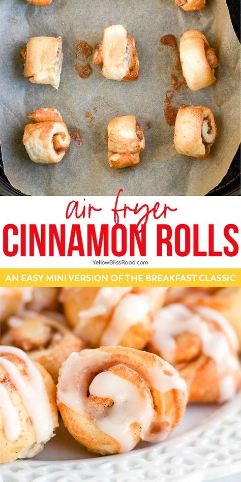 Air Fryer Mini Cinnamon Rolls, Air Fry Crescent Roll Recipes, Crescent Roll Cinnamon Rolls Air Fryer, Air Fryer Crescent Roll Dessert, Pillsbury Crescent Recipes Air Fryer, Airfryer Crescent Roll Recipes, Crescent Roll Donuts Air Fryer, Crescent Roll Air Fryer Recipes, Crescent Roll Air Fryer