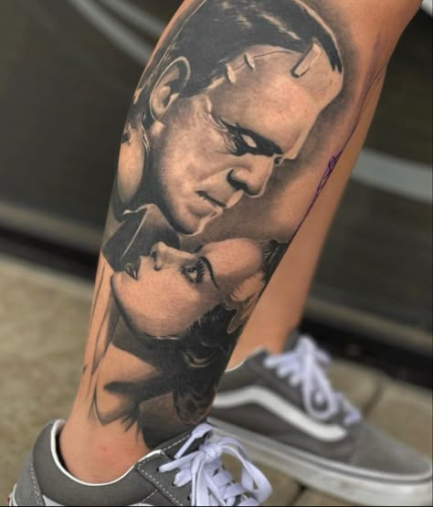 Frankenstein And Bride Of Frankenstein, Frankenstein Tattoo, Frankenstein And Bride, Hand And Finger Tattoos, Neck Tattoos Women, Brides With Tattoos, Sick Tattoo, Goddess Tattoo, Anchor Tattoos