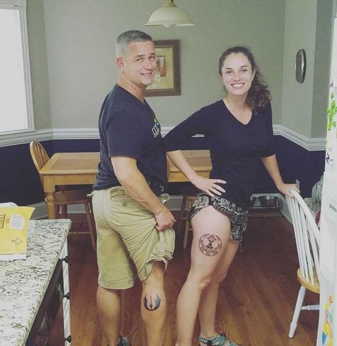 "I Am Your Father" Father-Daughter Tattoos Father And Daughter Tattoos, Dad Daughter Tattoo, Daughter And Father Tattoo, Father Daughter Photos, Father Daughter Tattoos, Father Daughter Photography, Father Tattoos, Sibling Poses, Daughter Tattoos