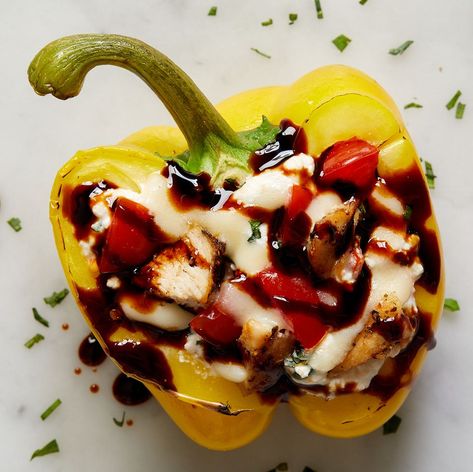 Caprese Chicken Stuffed Peppers Caprese Recipes, Stuffed Pepper Casserole, Chicken Stuffed, Caprese Chicken, Chicken Stuffed Peppers, Peppers Recipes, Bell Pepper, Skinless Chicken Breast, Weeknight Dinner