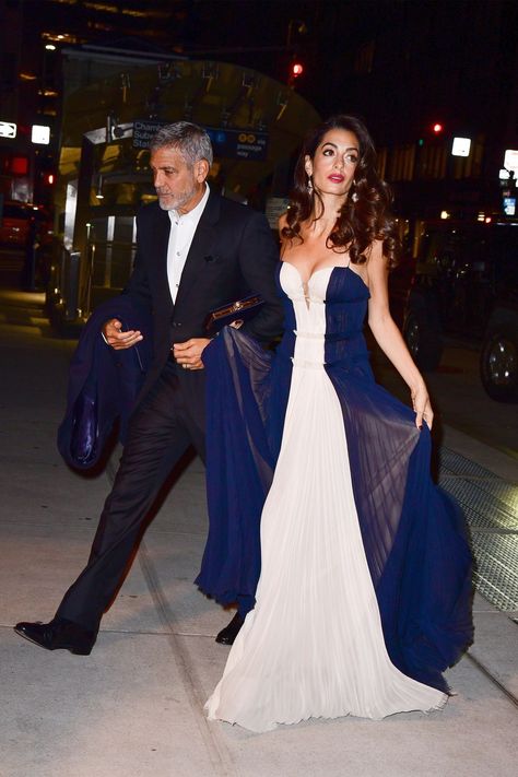 Amal Clooney's Best Looks - Pictures of Amal Clooney's Top Fashion Moments Amal Clooney Wedding Dress, Amal Clooney Wedding, Amal Alamuddin Style, Prom Makeup For Brown Eyes, Winter Typ, Black Short Sleeve Dress, Cobalt Blue Dress, Amal Clooney, Wedding Reception Dress