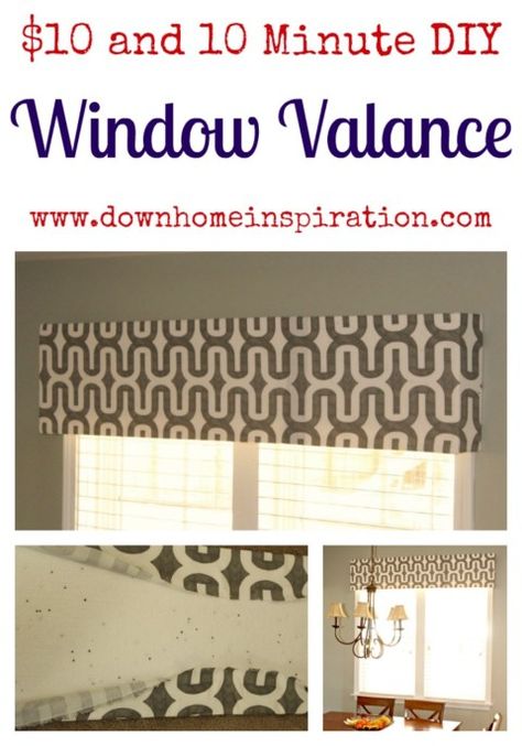 $10 and 10 Minute DIY Window Valance Diy Window Valance, Window Valance Diy, Valance Tutorial, Cheap Window Treatments, Diy Valance, Kitchen Window Valances, Cheap Windows, Diy Window Treatments, Window Treatments Bedroom