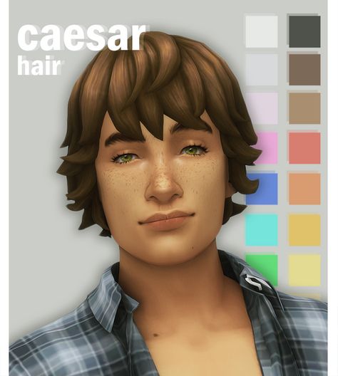 caesar hair | okruee on Patreon Sims 4 Male Hair Cc Maxis Match, Mens Messy Hairstyles, Snowy Escape, Messy Hair Boy, Ts4 Hair, Sims 4 Hair Male, Sims 4 Traits, Cc Hair, Pelo Sims