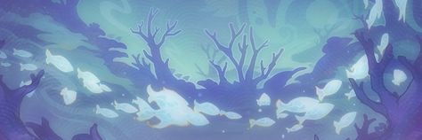 Kokomi Banner Aesthetic, Water Header Twitter, Kokomi Twitter Headers, Kokomi Banner Discord, Fish Twitter Header, Kokomi Namecard, Genshin Twitter Header, Kokomi Fish, Kokomi Layout