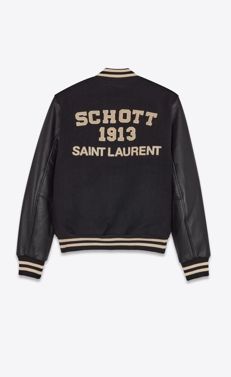 Ysl Hoodie Women, Ysl Varsity Jacket, Ysl Leather Jacket, Ysl Jacket, Saint Laurent Jacket, Jacket Trend, Outerwear Trends, Vogue France, India Colors