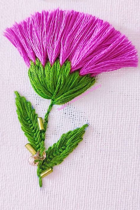 Amazing Hand Embroidery Tassel Flower Design Needle Art - Super Creative Flower Embroidery Stitch #BeadingPatterns #SeedBeadPattern #SeedBeadPatternsFree #SeedBeadPatternsTutorials Embroidery Flowers Pattern Templates, Unique Hand Embroidery, Embroidery Stitches Flowers, Seed Bead Patterns Free, Tassel Embroidery, Flower Stitch, Seed Bead Pattern, Bead Embroidery Tutorial, Beautiful Flower Designs