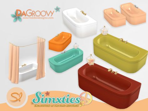 Sims 4 Retro Bathroom, Sims 4 Retro Bathroom Cc, 1970 Sims 4 Cc, Sims 4 Cc Groovy Furniture, 60s Sims 4 Cc Furniture, Sims 4 Cc Shower Tub, Sims 4 Groovy Cc, Sims 4 Recolors Furniture, Sims 4 Retro Cc Furniture