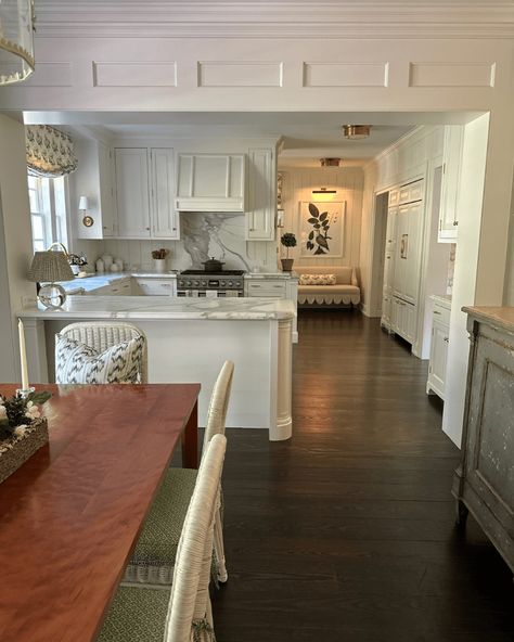 Home Tour: This North Carolina Home is Abundant with Timeless Beauty - Garden & Grace Entryway In Dining Room, Cabinets In Eat In Kitchen, Contrast Trim Kitchen, Dining Room Between Kitchen And Living, Open Dining Room And Kitchen, Timeless Home Interiors, Modern Kitchen Aesthetic, Homes With Character, Open Living Room And Kitchen