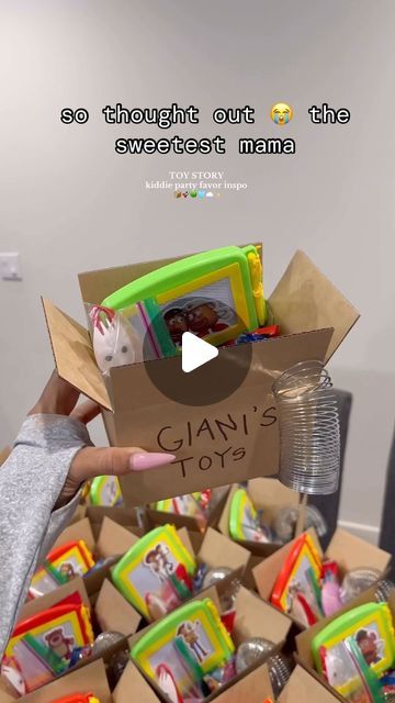 Am Choice on Instagram: "DIY toy story themed goodie boxes for my baby's birthday party! obsessing over these   #toddlermom #birthdayfavors #partyfavorsforkids #toystory #toystorytheme #toystorythemeparty #toystoryinspo #toystorygoodieboxes #letsmakepartyfavors #DIY #diygoodieboxes #twoinfinityandbeyond" Toy Story Goodie Boxes, Toy Story Favors Ideas, Toy Story Favor Boxes, Toy Story Birthday Party Favors, Toy Story Treats Ideas, Toys Story Party Ideas, Jessie Toy Story Birthday Party, Toy Story Birthday Games, Diy Toy Story Decorations