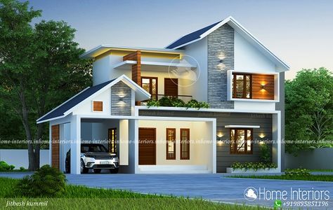 2500 Sq Ft House Plans, Free Home Plans, Simple House Exterior Design, Budget Home Design, Front Building Design, Kerala Home Design, Kerala Home, Narrow Lot House Plans, Small House Elevation