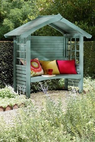 20+ Pretty & Awesome DIY Front Yard Benches Yard Benches, Garden Gazebo, Garden Buildings, Garden Seating, Wooden Bench, Garden Structures, Garden Bench, Pallet Ideas, She Shed