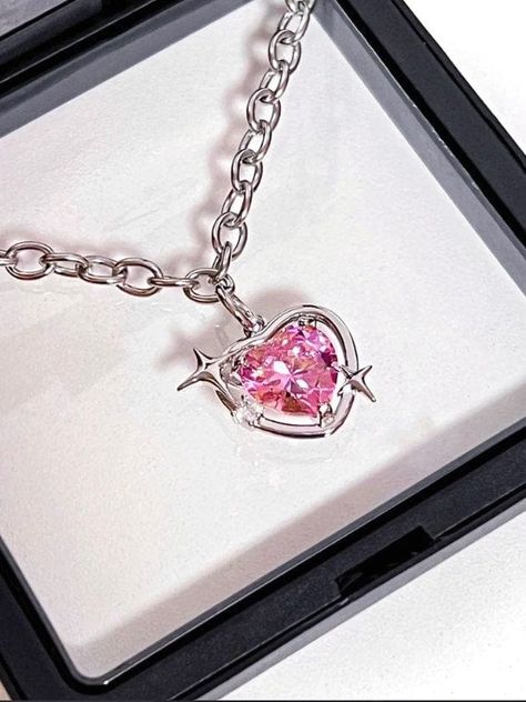 Pink Rhinestone Heart Pendant Cable Chain Necklace This necklace is both adorable and elegant with a pink rhinestone heart pendant hanging from a delicate cable chain. Perfect for adding a touch of charm to any outfit. Pleasing Photos, Crystal Heart Necklace, Cable Chain Necklace, Bead Necklaces, Magical Jewelry, Dope Jewelry, Girly Accessories, Jewelry Lookbook, Chic Pink