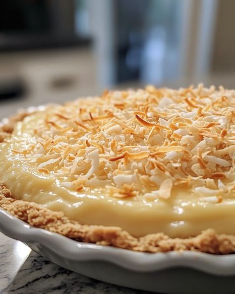 Oh my lord, the taste is so divine! Rich and delightful in every way! Mango Pie, Fried Recipes, Custard Pie Recipe, Coconut Cream Pie Recipes, Coconut Custard Pie, Coconut Desserts, Coconut Pie, Easy Pie Recipes, Coconut Custard