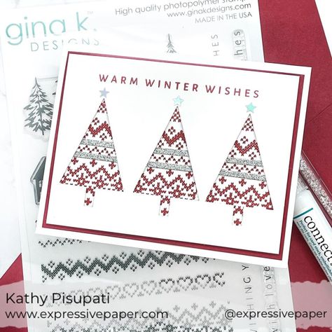 Winter Whimsy, Fun Holiday Cards, Simple Holiday Cards, Oh Christmas Tree, Old Stamps, Gina K, Die Cut Cards, Simple Holidays, Stamping Techniques