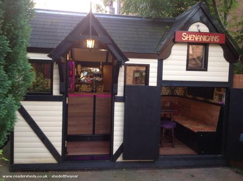 Home Pub Ideas, Pool Bar Ideas, Shed Bar Ideas, Backyard Pub, Party Shed, Garden Bar Shed, Yard Bar, Garden Pub, Pub Shed