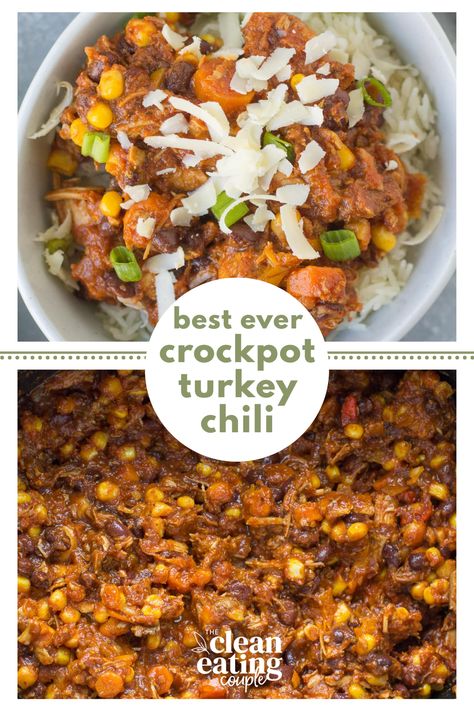 Best Ever Crockpot Turkey Chili is one of the best leftover turkey recipes! Easy to make, healthy and loaded with flavor - this is a must try! Make it in your crockpot, instant pot, or on the stove. This simple recipe is perfect for thanksgiving leftovers! Thanksgiving Chili, Leftover Turkey Recipes Easy, Turkey Recipes Easy, Turkey Taco Chili, Crockpot Turkey Chili, Leftover Turkey Chili, Using Leftover Turkey, Pumpkin Chicken Chili, Thanksgiving Crockpot Recipes