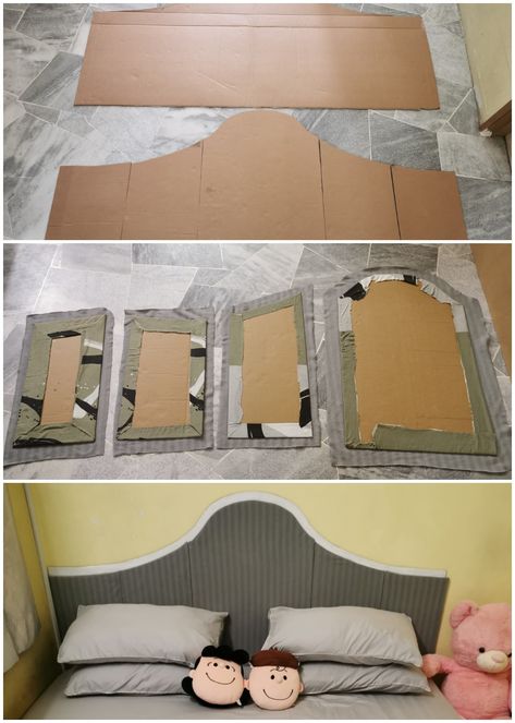 Diy Cardboard Headboard, Cardboard Headboard Diy, Cardboard Headboard, Under The Sea Room, Diy Furniture Upholstery, Headboard Diy, Cardboard Craft, New Project Ideas, Dream Bedroom Inspiration