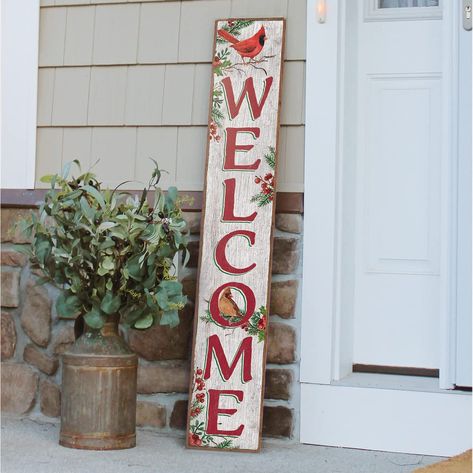 PRICES MAY VARY. Highest Quality Materials: This handcrafted Welcome Christmas Cardinals Porch Board Welcome Sign is made of a specially developed, 100% weatherproof, composite material that will not rot, warp, or fall apart with rain. This holiday welcome sign is printed with weatherproof UV Inks that won’t fade, peel or crack. The decorative holiday sign It measures 8” wide x 46.5” high x .4” thick, weighs 3.5 lbs. and is designed for both Outside and Inside home décor use Beautifully Crafted Cardinal Welcome Porch Sign, Outdoor Christmas Signs, Holiday Front Door Decor, Board Welcome Sign, Christmas Truck With Tree, Yard Deck, Front Door Christmas Decorations, Door Porch, Front Door Porch