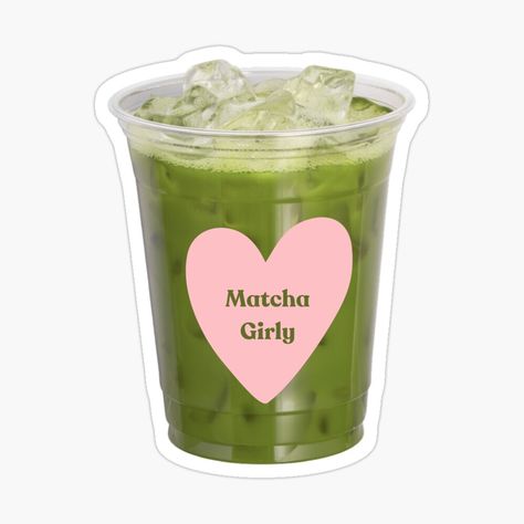 Get my art printed on awesome products. Support me at Redbubble #RBandME: https://www.redbubble.com/i/sticker/iced-matcha-latte-by-lameyadeco/164159202.EJUG5?asc=u Ice Emoji, Matcha Station, Senior Stickers, Matcha Sticker, Girly Stickers, Matcha Girl, Matcha Lover, Emoji Iphone, The Matcha