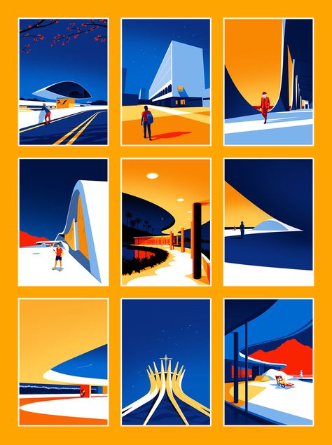 UTOPIA on Behance 달력 디자인, Istoria Artei, Oscar Niemeyer, Architecture Illustration, Grid Design, Penguin Books, Art And Illustration, Illustration Vector, Art Moderne