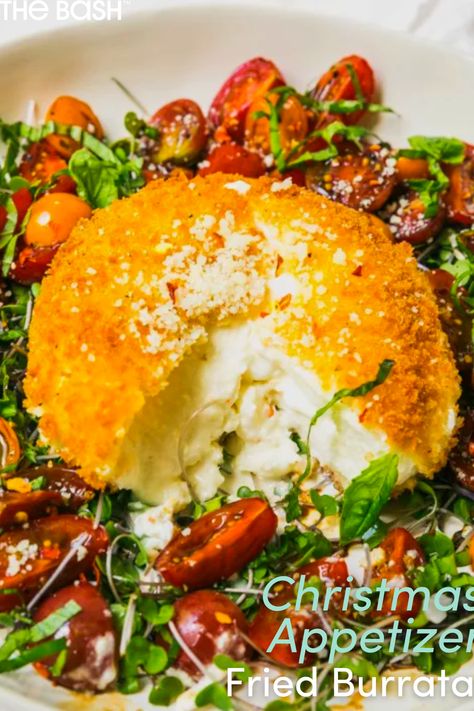 Fried burrata is a delicious and impressive Christmas appetizer to serve the year🧀 Click here for more Christmas appetizer recipes🎉 #christmasappetizer #christmasfood #partyfood #holidayfood #christmasrecipe #holidayrecipe #holidayappetizer #recipe #burrata #friedburrata #cheese #friedcheese Burrata Ideas, Fried Burrata, Burrata Appetizer, Christmas Appetizer Recipes, Recipes For Christmas, Feta Cheese Recipes, Curried Butternut Squash Soup, Christmas Appetizer, Holiday Cheese