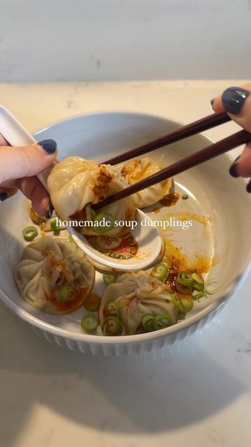 Holly Dingwall on Instagram: "HOMEMADE SOUP DUMPLINGS 🥟🍜 - episode 18 of my dumpling series   After a couple of attempts I’ve finally figured out an easier way to make one of my favourite dishes - Xiao long bao, also known as soup dumplings!! This faster method still tastes so good and is better for beginners 😋🤤 (if you’re making these be sure to start the day before to allow the jelly time to set)  INGREDIENTS   Soup jelly  - 500ml chicken stock  - 1 tbsp light soy sauce  - 1/2 tbsp dark soy sauce  - 1 tsp sesame oil  - 1 tbsp shoaxing cooking wine  - 1 tsp salt  - 1 tsp white pepper  - 1 tsp Chinese 5 spice  - Bloomed gelatine (100ml water with 1, 12g sachet of gelatine) sprinkle the gelatine onto the water a little at a time until sachet is finished and let sit for 10 mins until blo Homemade Soup Dumplings, Soup Dumpling, Xiao Long Bao, Soup Dumplings, Dumpling Soup, Homemade Dumplings, Food Inspired, Dumplings For Soup, Saved Pins