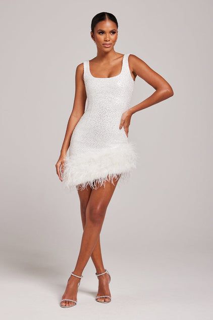 New In | Latest Luxury Fashion | Nadine Merabi – NADINE MERABI White Dress Casual Outfit, Katie White, Nadine Merabi, Stretch Mesh Fabric, Casual White Dress, White Feather, David Koma, Alexandre Vauthier, White Dresses For Women