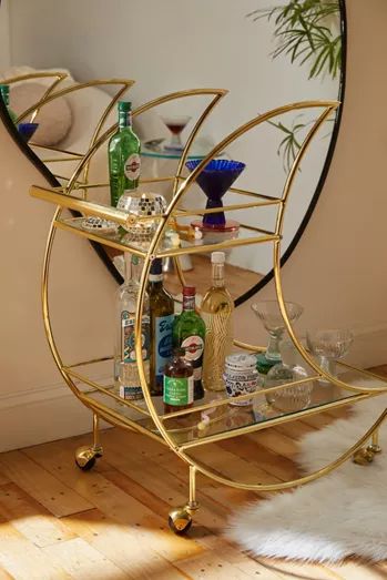 Unique Bar Cart, Vibey Apartment, Apartment Decoration, Uo Home, Small Bar, Dream Furniture, Big House, Apartment Furniture, Moon Shapes