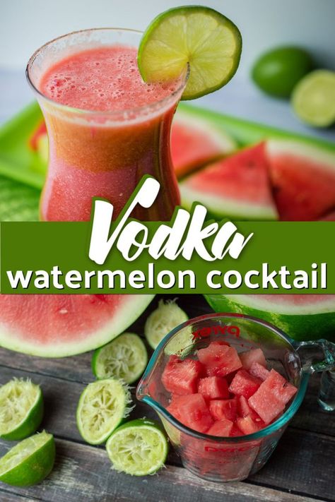 Watermelon Vodka Recipes, Recipes With Watermelon, Watermelon Alcoholic Drinks, Watermelon Vodka Drinks, Vodka Watermelon, Cocktail Vodka, Watermelon Cocktail, Slushie Recipe, Watermelon Drink