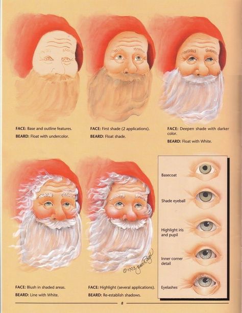 Painting Santa Faces, Santa Shells, Painted Santas, Books Painting, Santa Faces, Santa Paintings, Arte Folk, Santa Art, Tole Painting Patterns