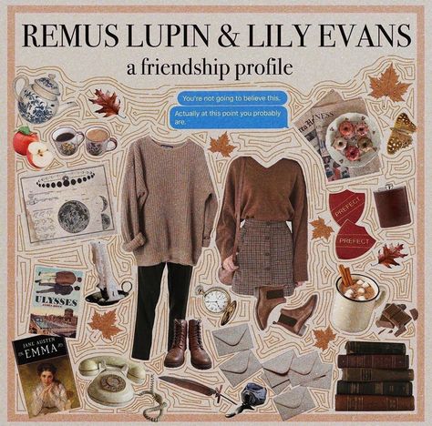 Remus Lupin Outfit, Hogwarts Outfits, Lily Potter, Mood Clothes, Harry Potter Outfits, Lily Evans, Harry Potter Marauders, Remus Lupin, Harry Potter Aesthetic