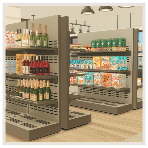 grocery+ supermarket ♡ | Patreon Modern Supermarket, Jius Sims, Lotes The Sims 4, The Sims 4 Lots, Grocery Supermarket, Styling Stations, Tudor Style Homes, Sims 4 House Design, Sims Building