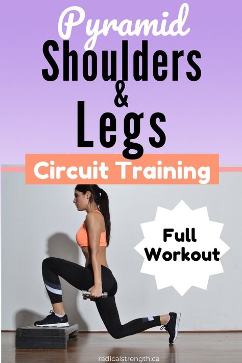 Shoulder And Legs Workout For Women, Circut Training, Pyramid Workout, Hanging Belly, Stiff Leg Deadlift, Circuit Training Workouts, Dumbbell Shoulder Press, Gym Challenge, Cardio Circuit