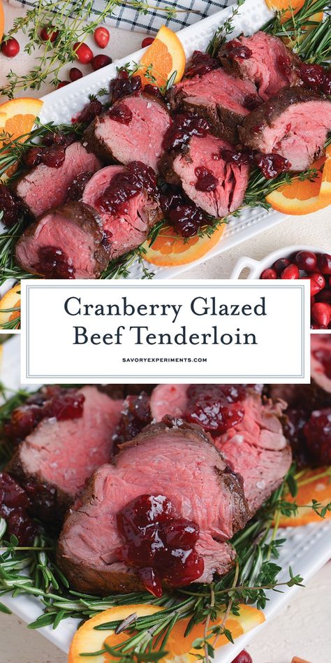 #ad We are thrilled to partner with @beefordinner this holiday season to bring an easy Cranberry Glazed Beef Tenderloin. This is the perfect celebratory entree, coming together in a snap combining fall spices with sweet-tart fresh cranberry glaze. #farmersandbeefranchers Beef Tenderloin Balsamic Glaze, Thanksgiving Beef Tenderloin, Cranberry Balsamic Ribeye Roast, Cranberry Glaze Recipe, Thanksgiving Beef Recipes, Beef Tenderloin Recipes Oven, Cranberries Recipes, Winter Dinners, Beef Tenderloin Recipes