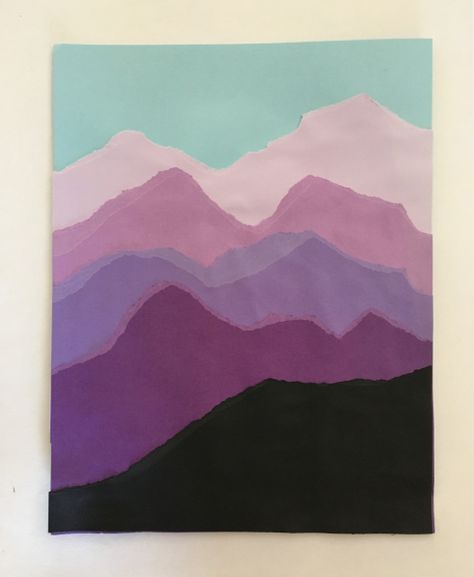 Imaginative Homeschool: Torn Paper Mountain Craft Torn Paper Mountains, Torn Paper Landscape, Mountain Craft, Torn Paper Art, Mountain Crafts For Kids, Mountain Crafts, Storytime Crafts, Diy Landscaping, Torn Paper