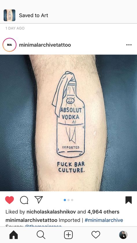 Vodka Tattoo, Absolut Vodka, Vodka Bottle, Geometric Tattoo, Vodka, Tattoo Ideas, Tattoos, Quick Saves